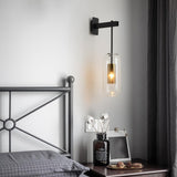 Simple Inner Mesh Cylinder Glass Bedside Wall Light Image - 1