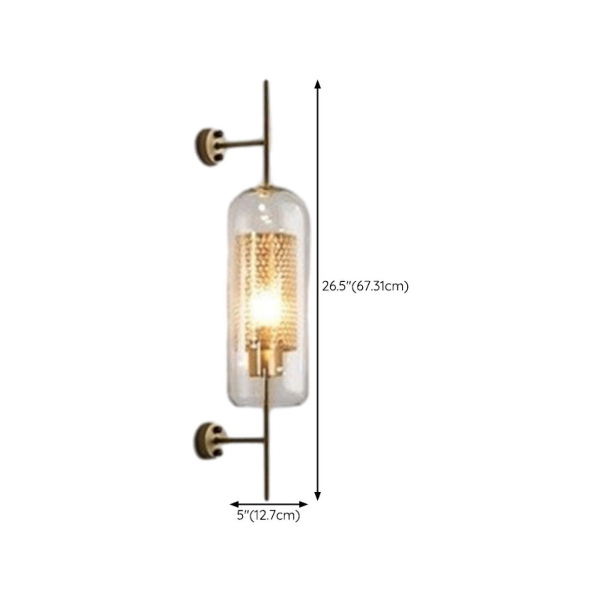 Simple Inner Mesh Cylinder Glass Bedside Wall Light 