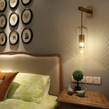 Simple Inner Mesh Cylinder Glass Bedside Wall Light Image - 8