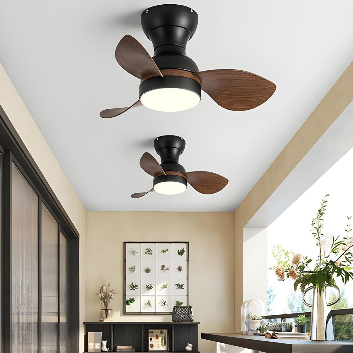 Simple Kids Room 3 Blade Small Ceiling Fan With Light Image - 18