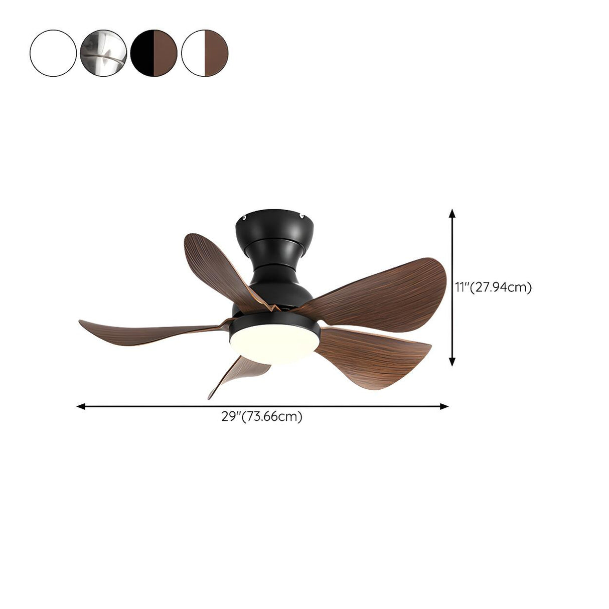 Simple Kids Room 3 Blade Small Ceiling Fan With Light 