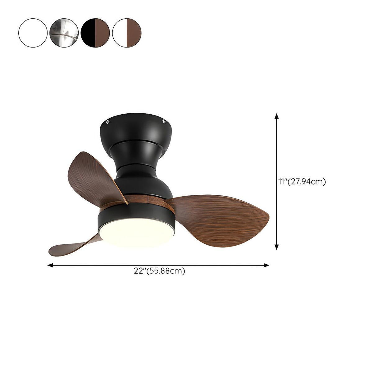 Simple Kids Room 3 Blade Small Ceiling Fan With Light Image - 20