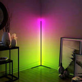 Simple L-Shaped Metal Black Color-Changing Floor Lamp Image - 1