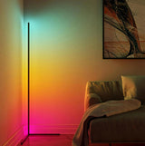 Simple L-Shaped Metal Black Color-Changing Floor Lamp Image - 7