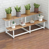 Simple Ladder Pine Wood Floor Crate Plant Stand Black Image - 14