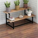 Simple Ladder Pine Wood Floor Crate Plant Stand Black Image - 2