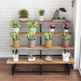 Simple Ladder Pine Wood Floor Crate Plant Stand Black Image - 3