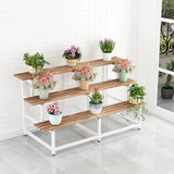 Simple Ladder Pine Wood Floor Crate Plant Stand Black Image - 6