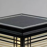 Simple Line Decor Square Glass Outdoor Post Lamp Black Image - 10