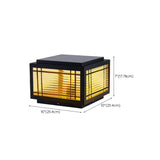 Simple Line Decor Square Glass Outdoor Post Lamp Black #size