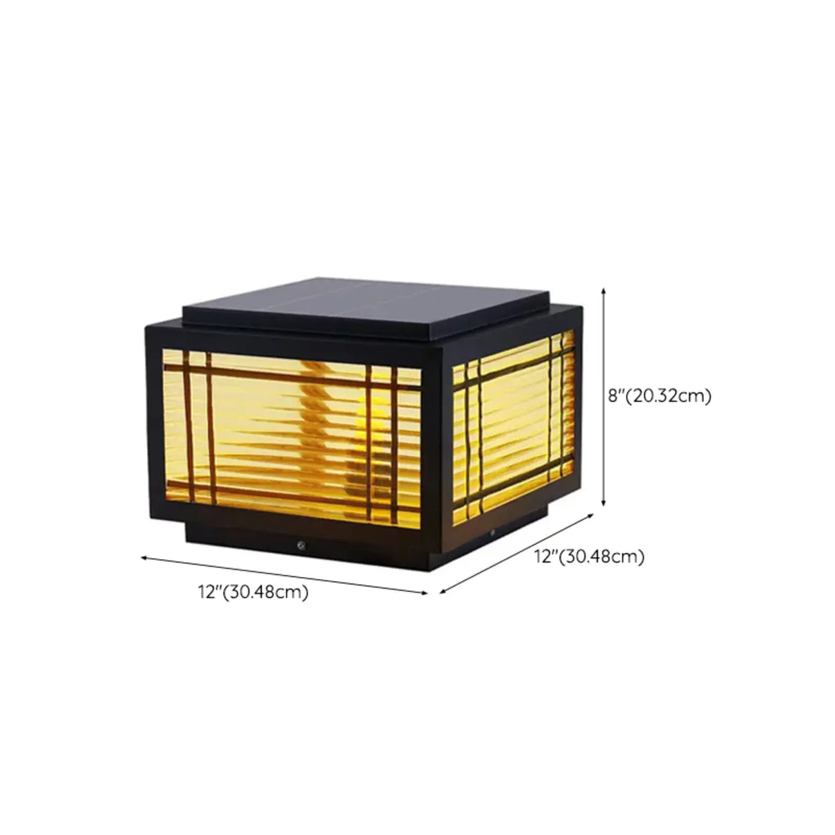 Simple Line Decor Square Glass Outdoor Post Lamp Black Image - 12