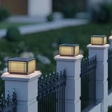 Simple Line Decor Square Glass Outdoor Post Lamp Black Image - 2