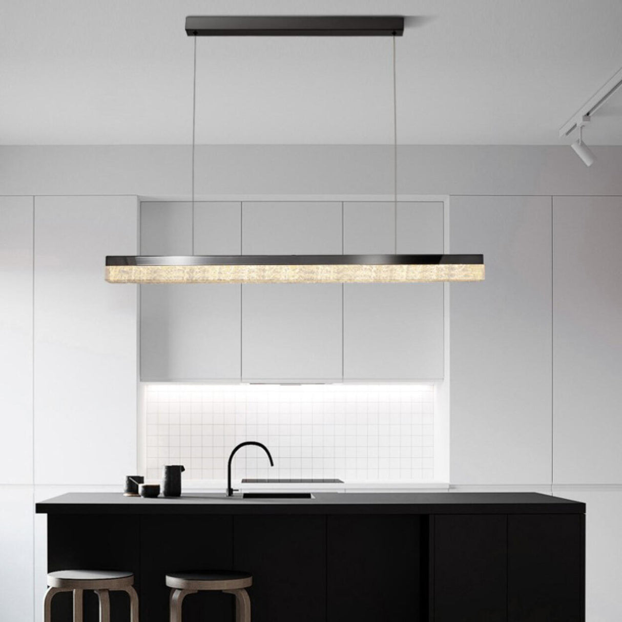 Simple Linear Adjustable LED Island Pendant Light Image - 2