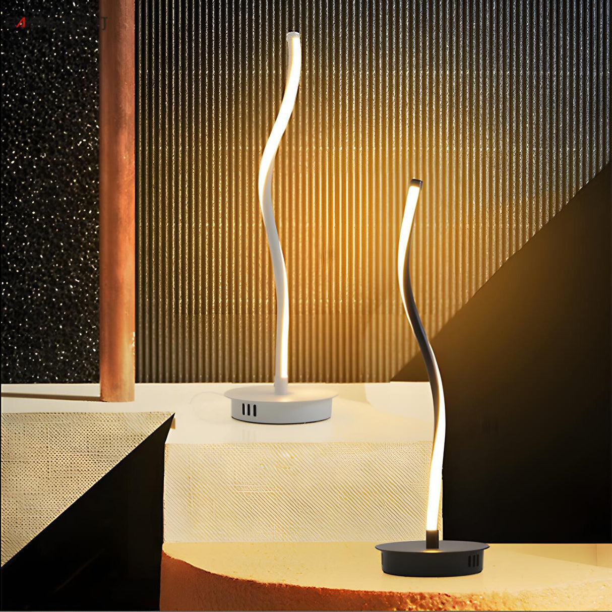 Simple Linear Spiral Candle Cordless LED Table Lamp Image - 1