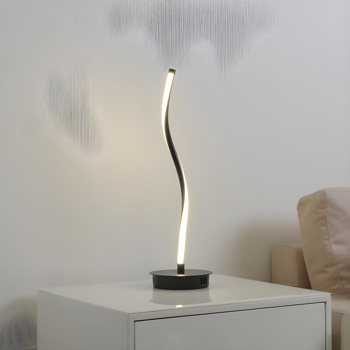 Simple Linear Spiral Candle Cordless LED Table Lamp Image - 2