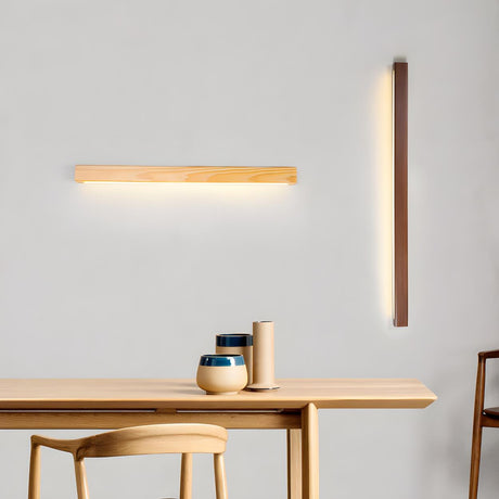 Simple Linear Wooden LED Wall Mount Light Fixture Image - 1