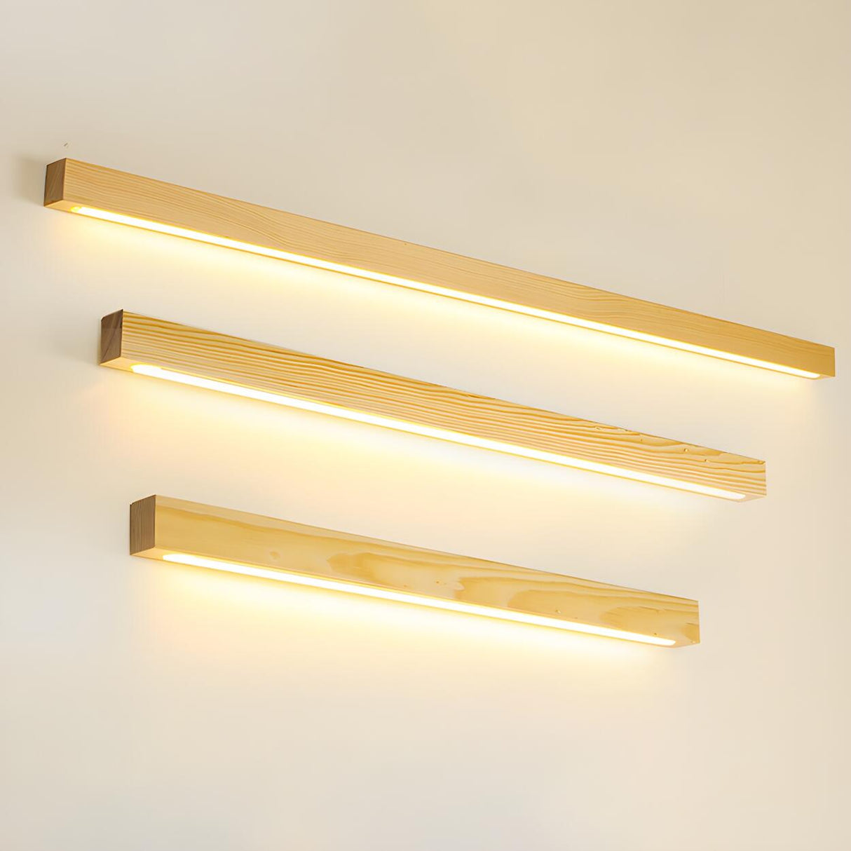 Simple Linear Wooden LED Wall Mount Light Fixture Image - 16