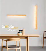 Simple Linear Wooden LED Wall Mount Light Fixture Image - 22