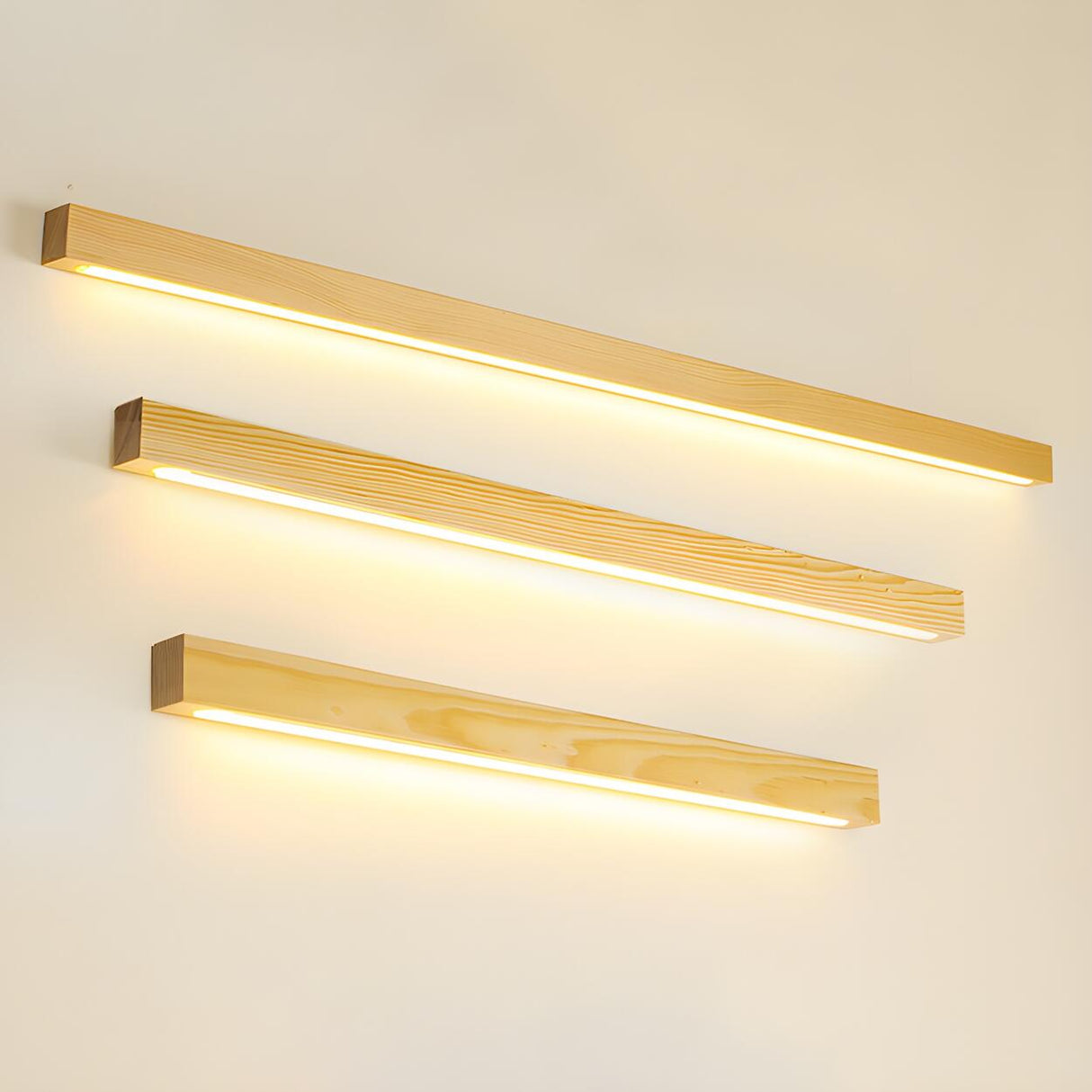 Simple Linear Wooden LED Wall Mount Light Fixture Image - 4