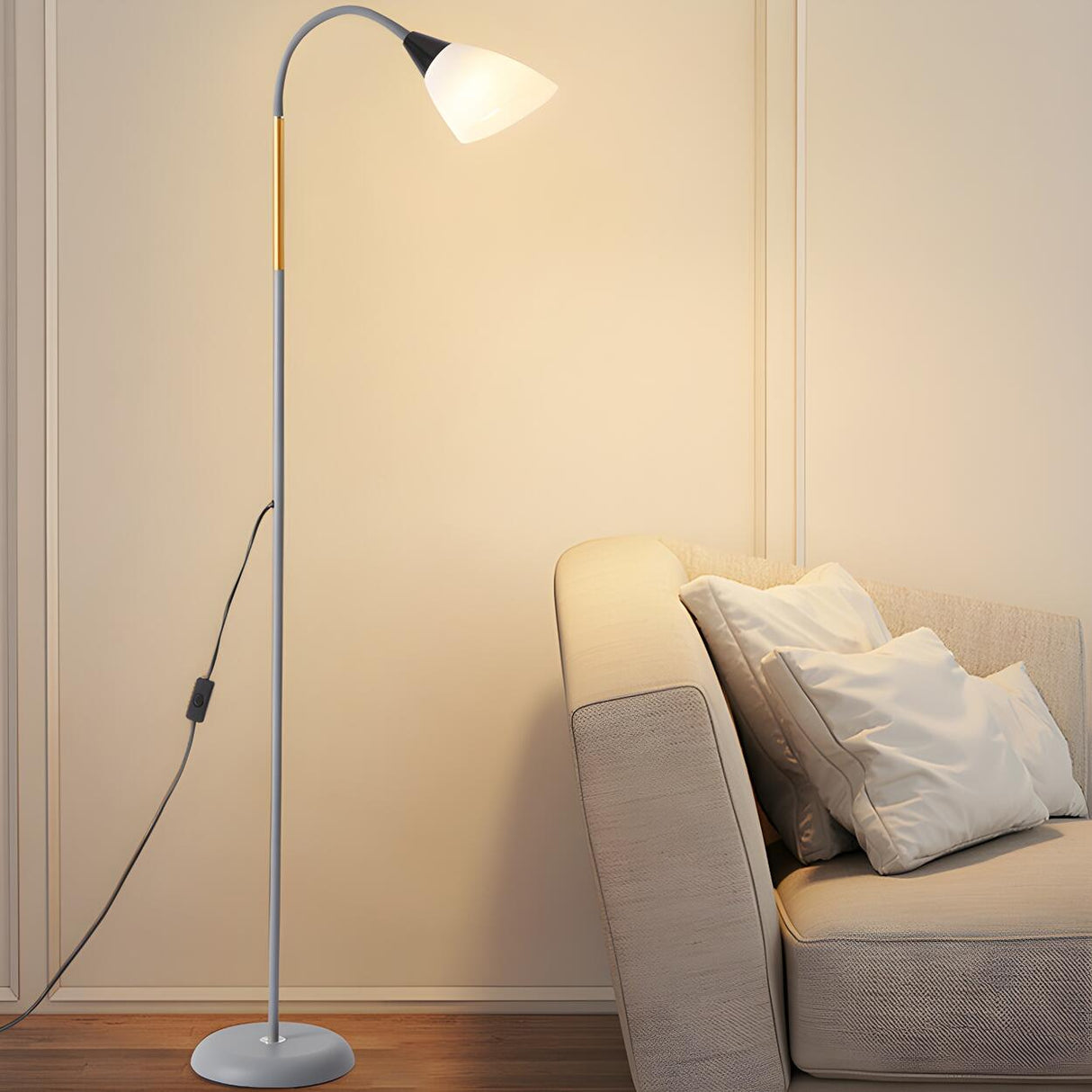 Simple Living Room Modern Black Cone Metal Floor Lamp Image - 14