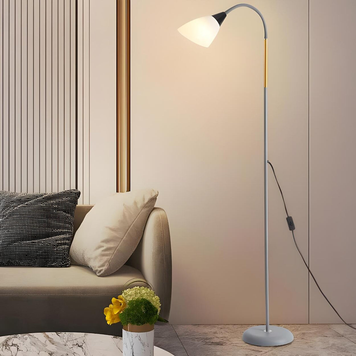 Simple Living Room Modern Black Cone Metal Floor Lamp Image - 2