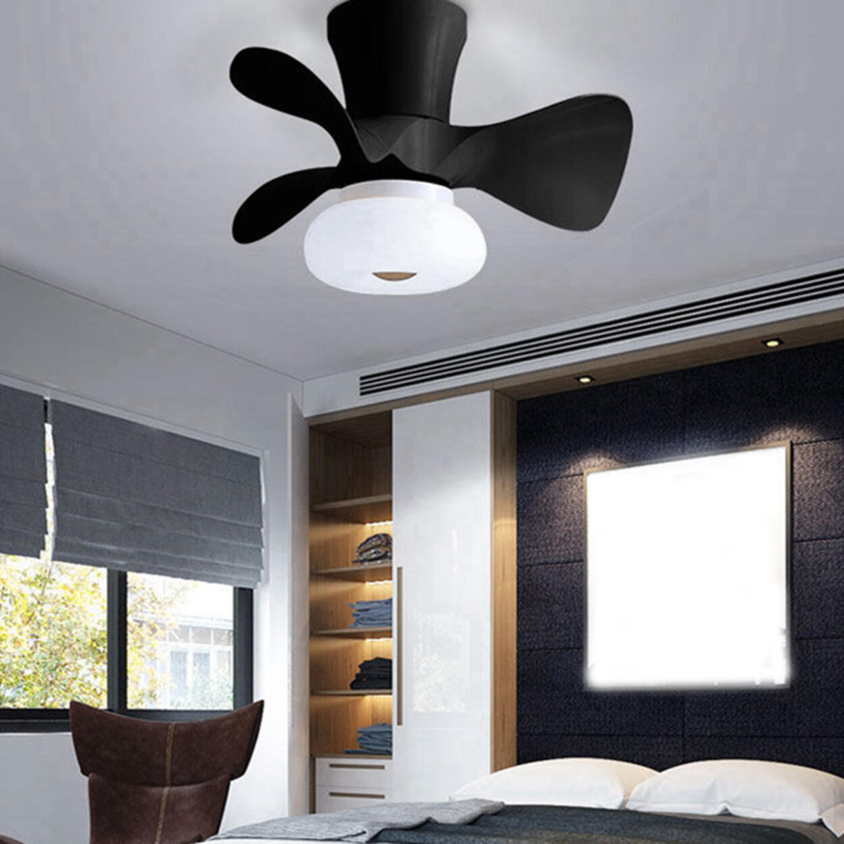 Simple Living Room Remote Dimming LED Ceiling Fan Light Image - 8