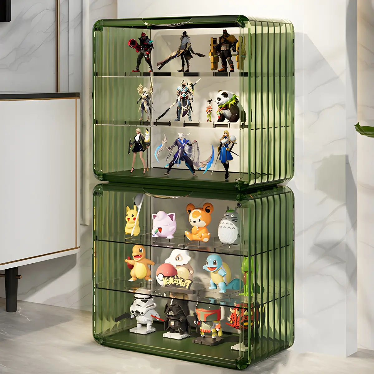 Simple Living Room Stackable Clear Display Cabinet Image - 11