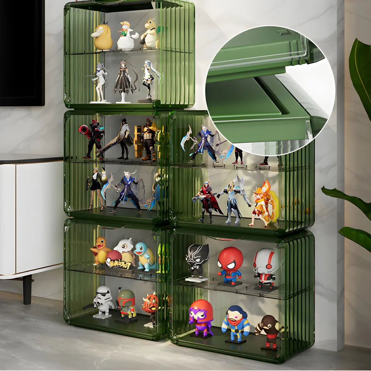 Simple Living Room Stackable Clear Display Cabinet Image - 15