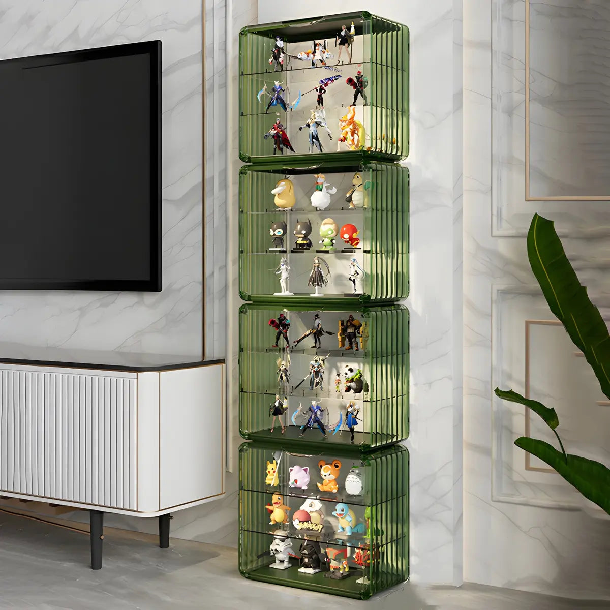 Simple Living Room Stackable Clear Display Cabinet Image - 25