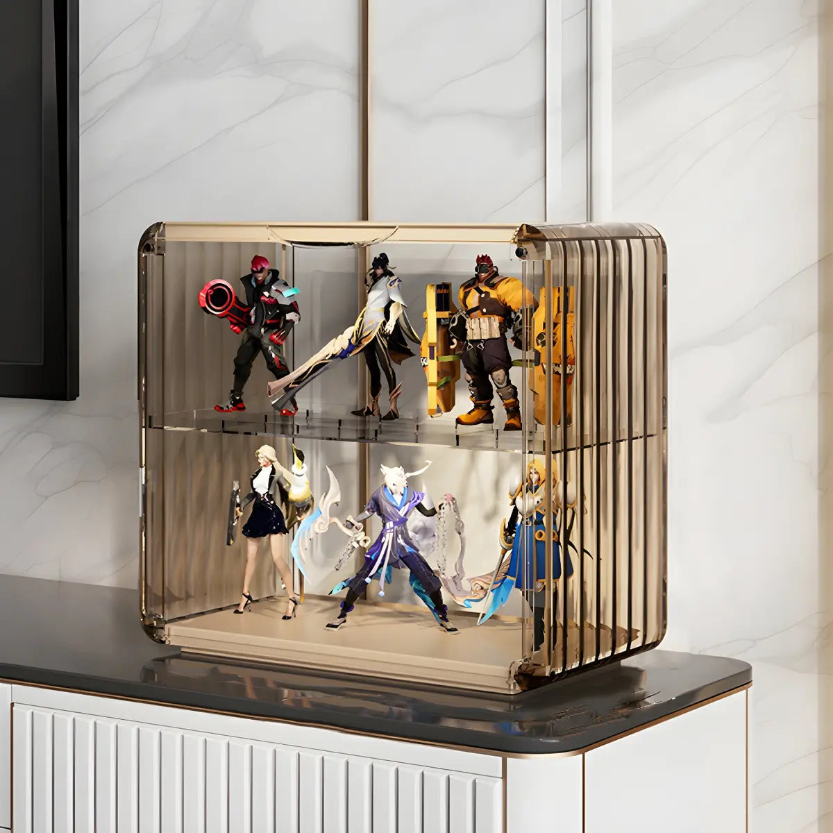 Simple Living Room Stackable Clear Display Cabinet Image - 7