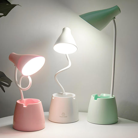 Simple Macaron Conical Shade Rechargeable Table Lamp Image - 1