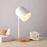 Simple Macaron Metal Dome Wood Base Bedside Table Lamp Image - 2