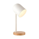 Simple Macaron Metal Dome Wood Base Bedside Table Lamp Image - 5