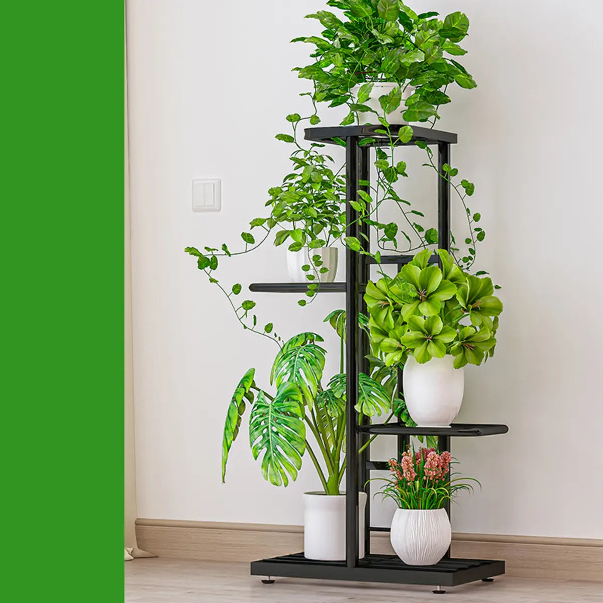 Simple Metal Frame Floor Multi-Tier Plant Stand White Image - 20