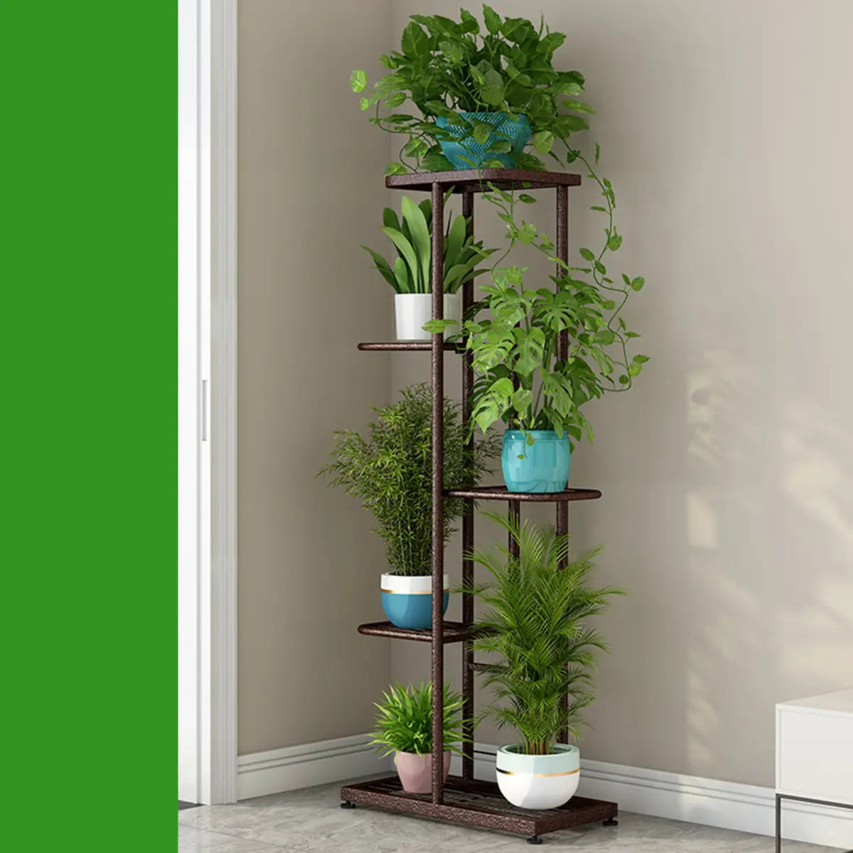 Simple Metal Frame Floor Multi-Tier Plant Stand White Image - 24