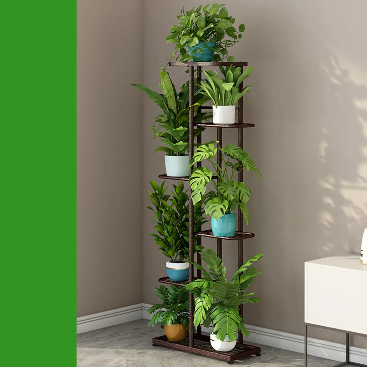 Simple Metal Frame Floor Multi-Tier Plant Stand White Image - 25