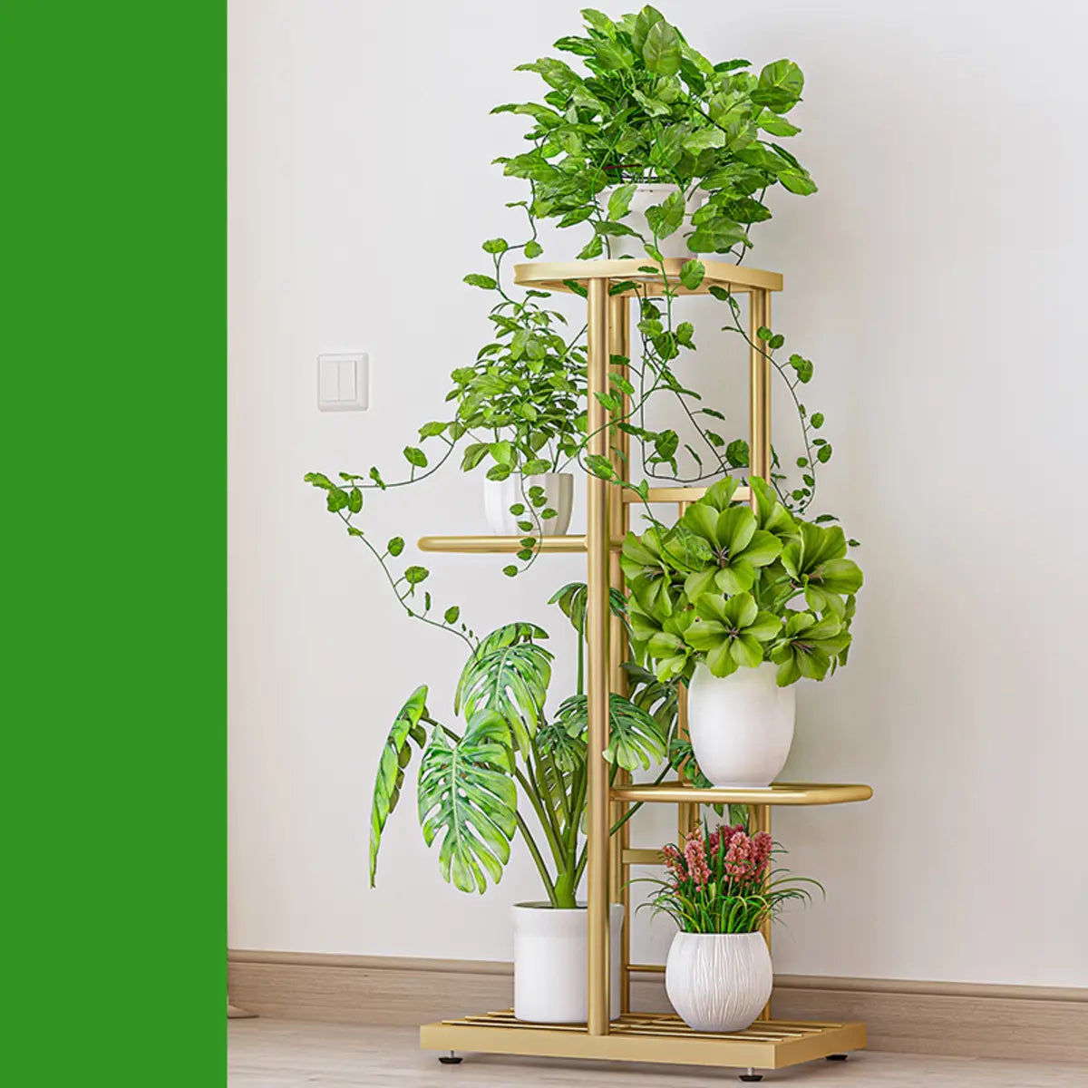 Simple Metal Frame Floor Multi-Tier Plant Stand White Image - 29