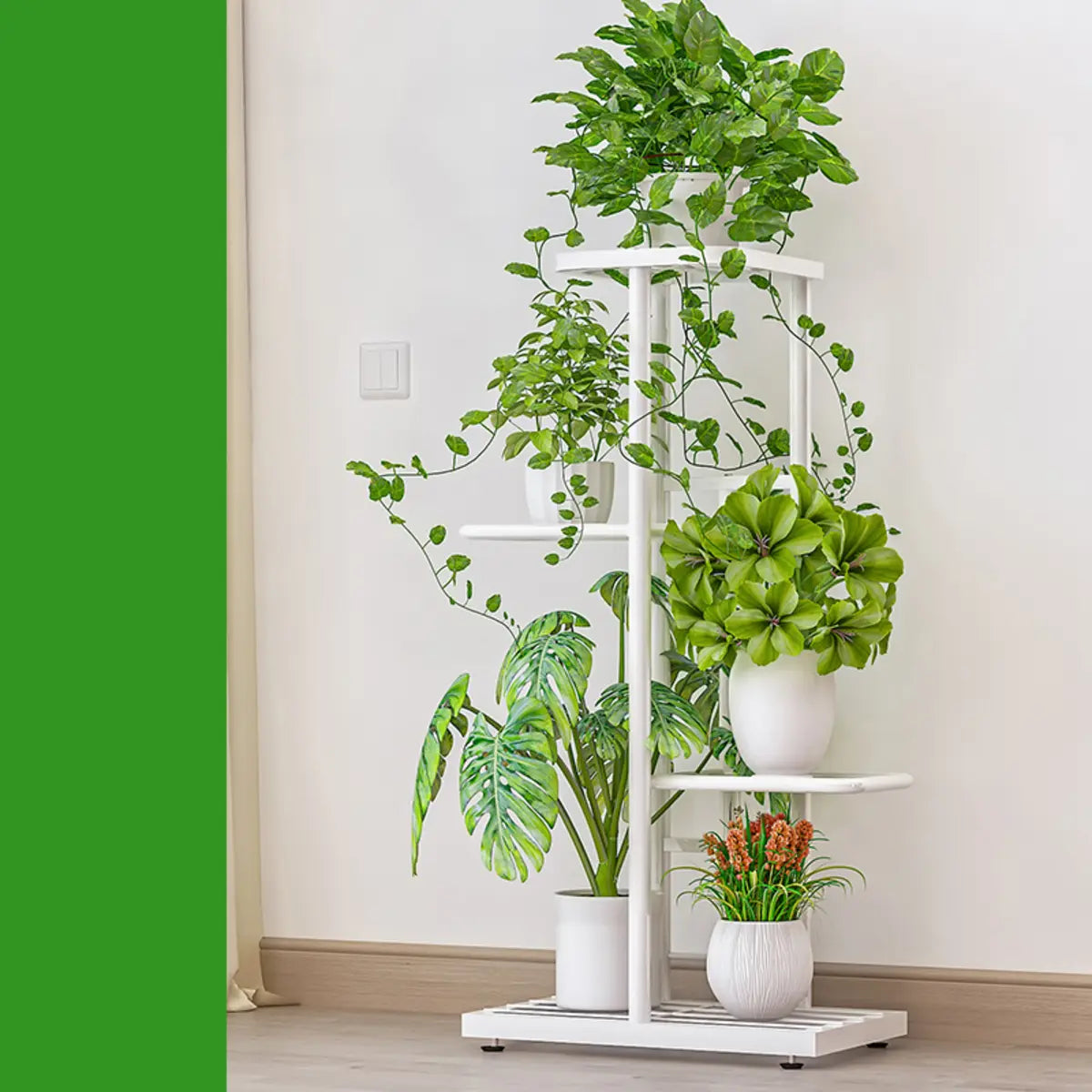 Simple Metal Frame Floor Multi-Tier Plant Stand White Image - 30