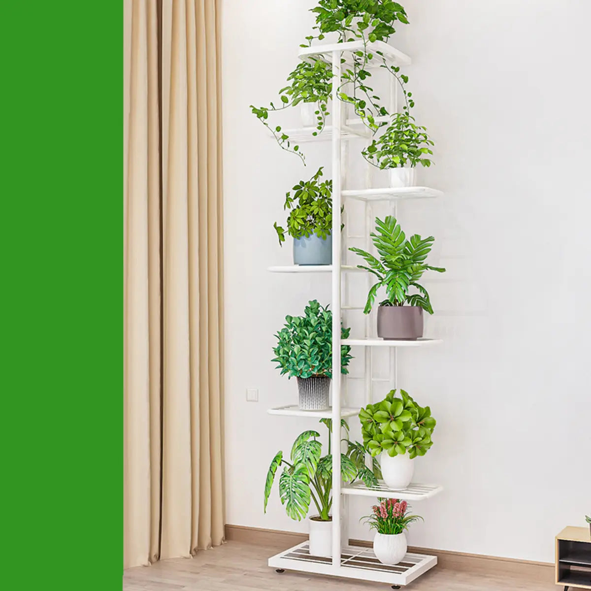 Simple Metal Frame Floor Multi-Tier Plant Stand White Image - 31