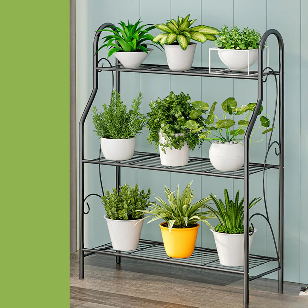 Simple Metal Frame Floor Multi-Tier Plant Stand White Image - 32