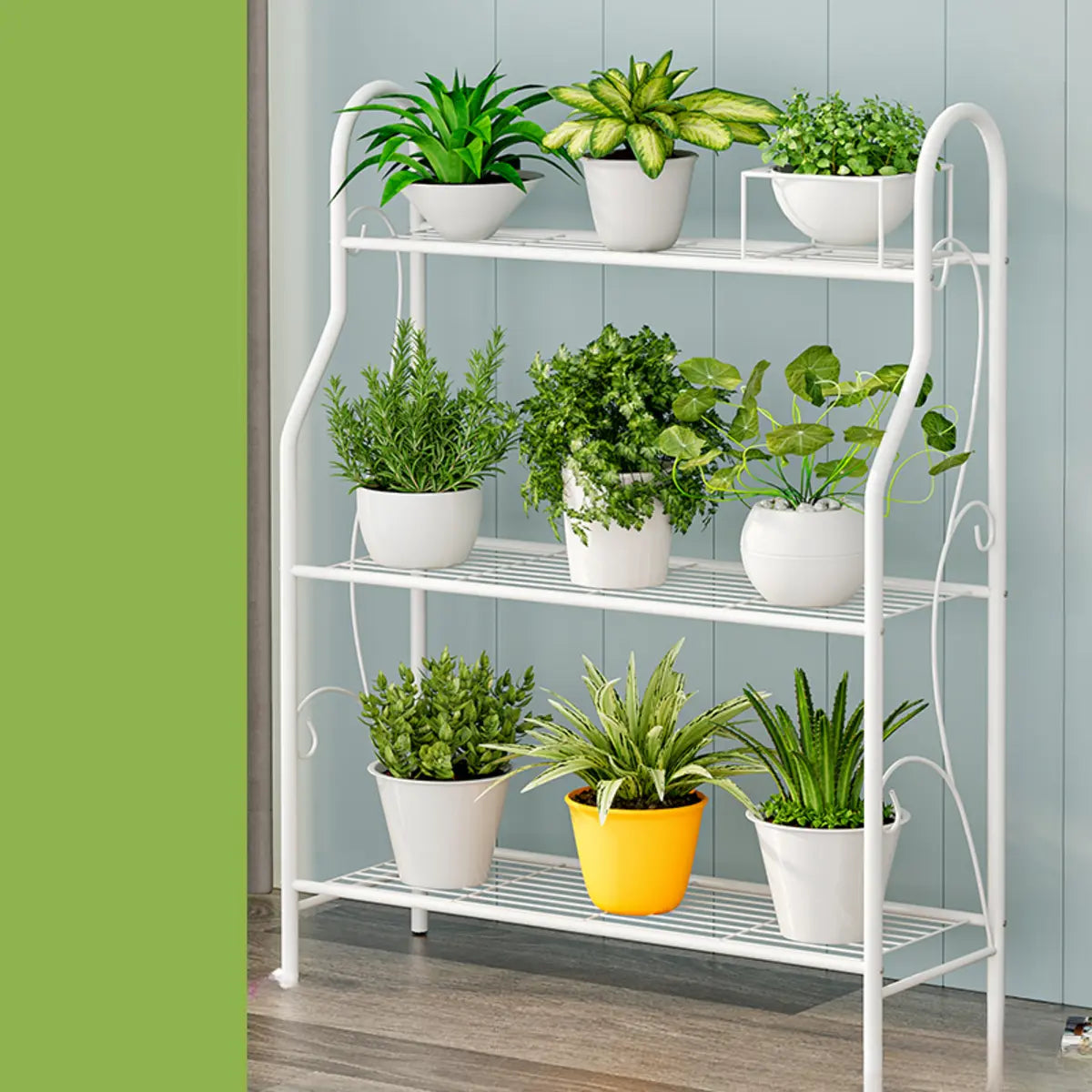 Simple Metal Frame Floor Multi-Tier Plant Stand White Image - 33