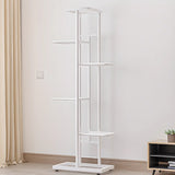 Simple Metal Frame Floor Multi-Tier Plant Stand White Image - 4