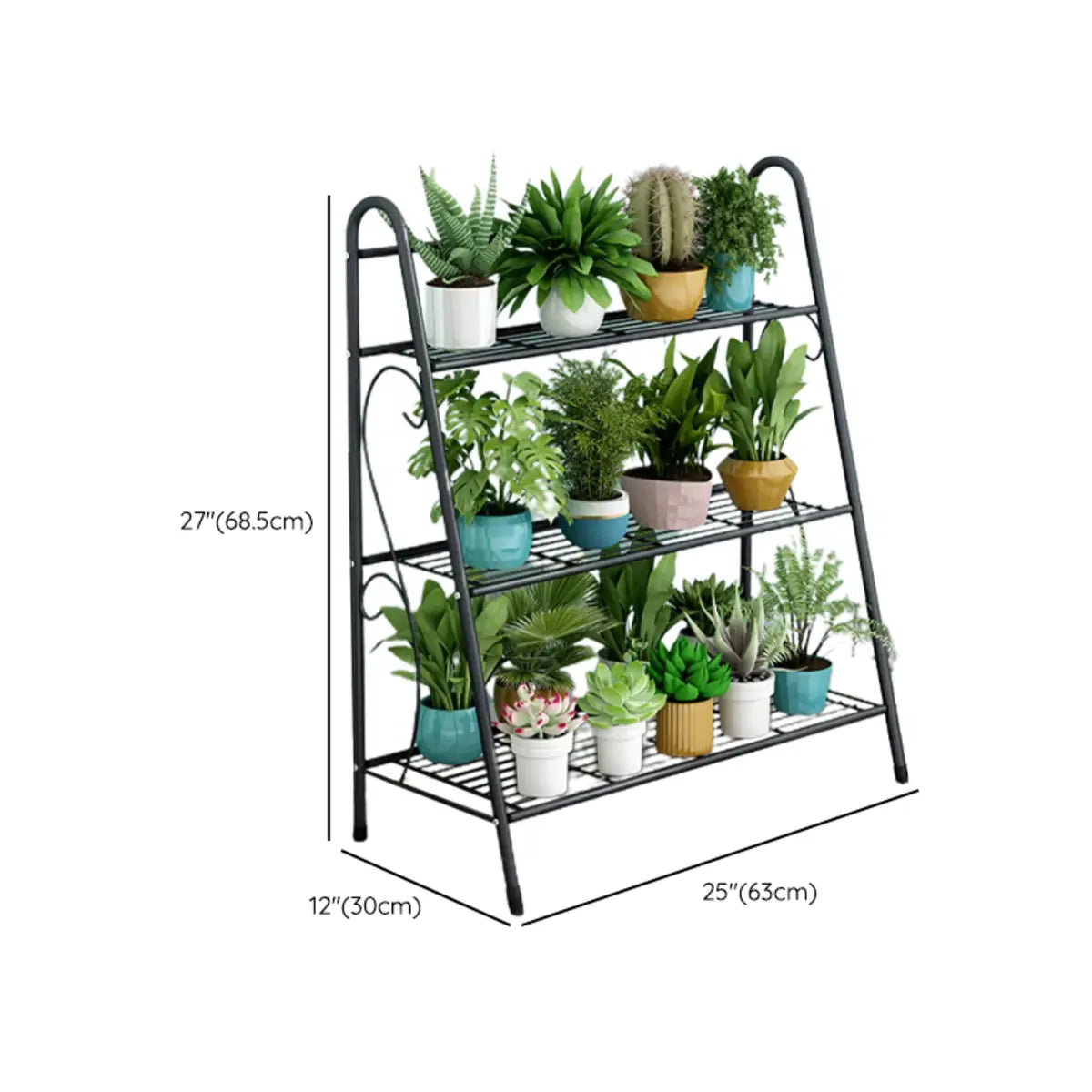 Simple Metal Frame Floor Multi-Tier Plant Stand White Image - 40