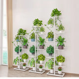 Simple Metal Frame Floor Multi-Tier Plant Stand White Image - 5