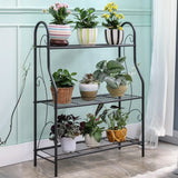 Simple Metal Frame Floor Multi-Tier Plant Stand White Image - 7