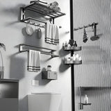 Simple Metal Grey Bathroom Hardware Set with Shelves Image - 1