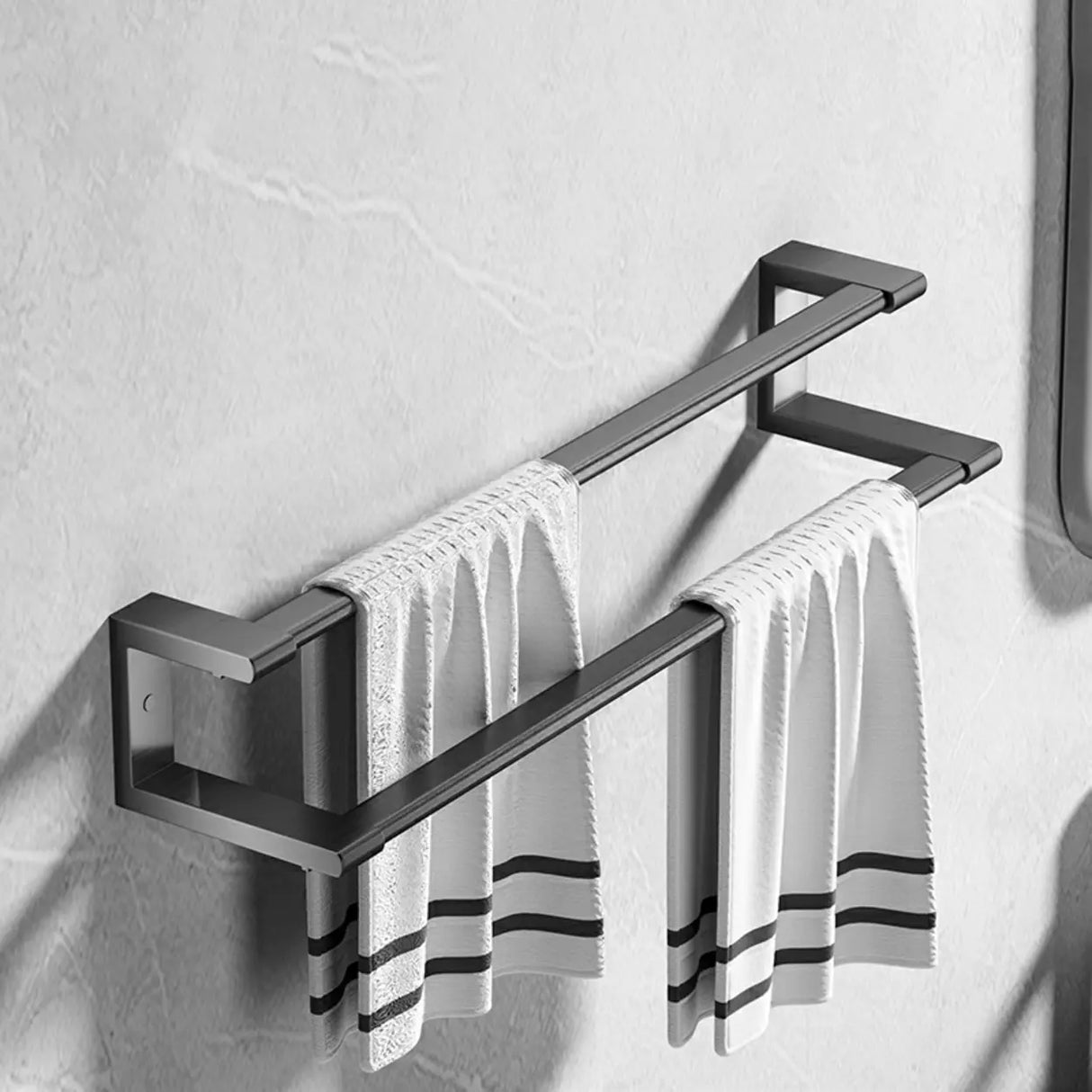 Simple Metal Grey Bathroom Hardware Set with Shelves Image - 11