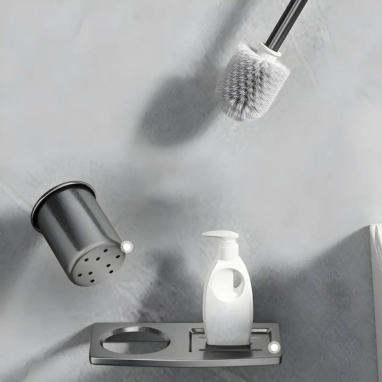 Simple Metal Grey Bathroom Hardware Set with Shelves Image - 18