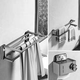 Simple Metal Grey Bathroom Hardware Set with Shelves Image - 19