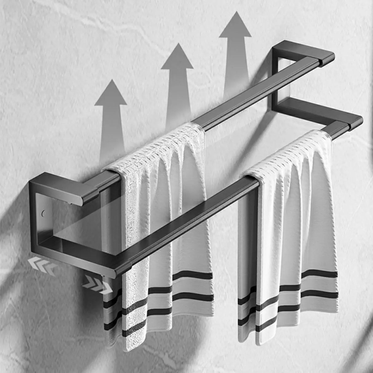 Simple Metal Grey Bathroom Hardware Set with Shelves Image - 22